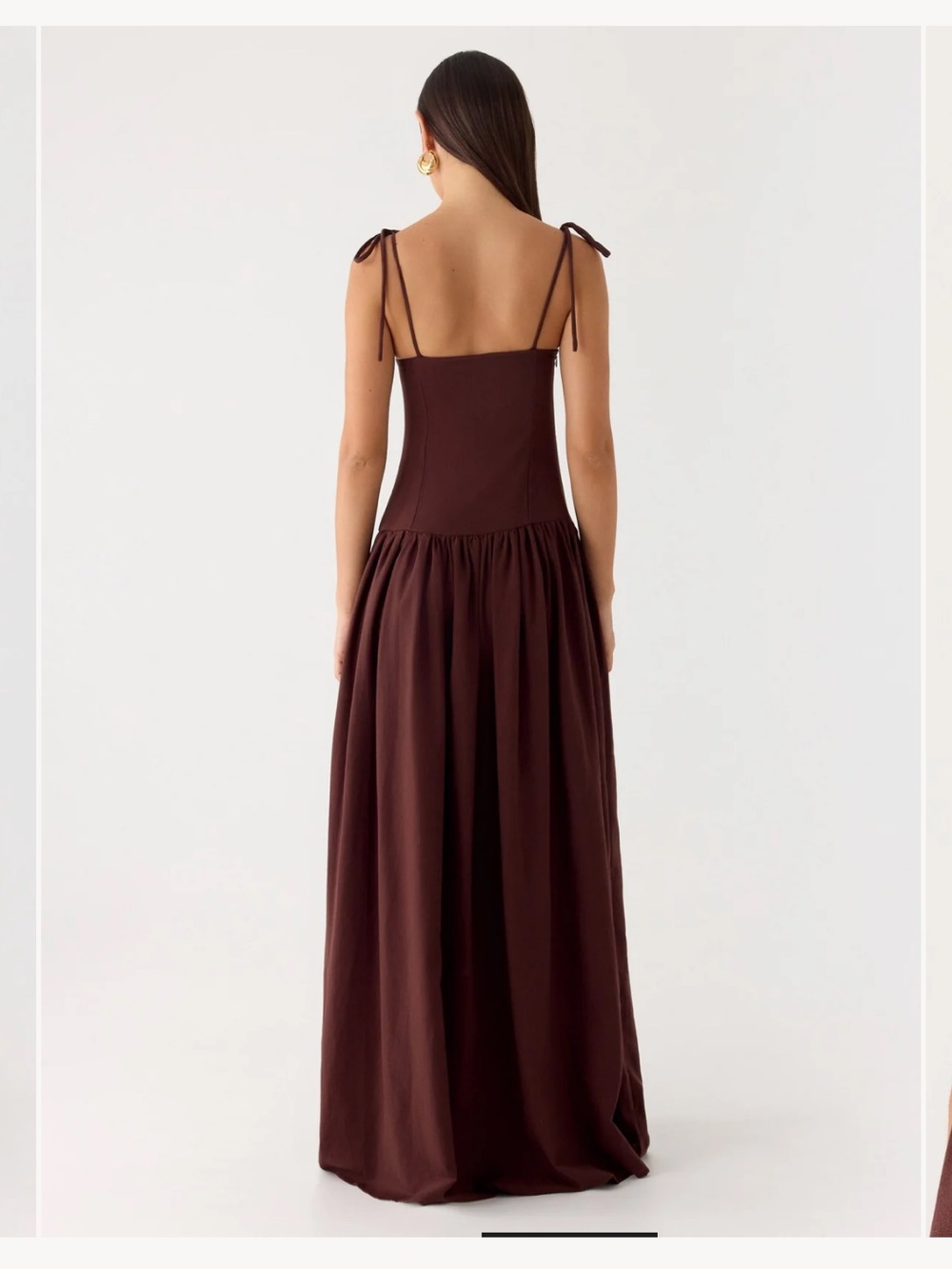 NWOT Peppermayo Giovanna Linen Maxi Dress - Chocolate Drizzle Size S - Picture 2 of 11